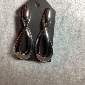 Silver Teardrop Loop Drop Earrings - Women Accessories